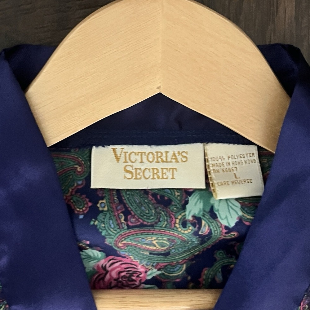 Vintage Victoria's Secret 90's Gold Label Satin Robe Roses Paisley Large **Flaw